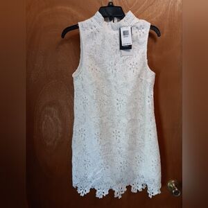 Lucy Paris White Lace Sleeveless Dress